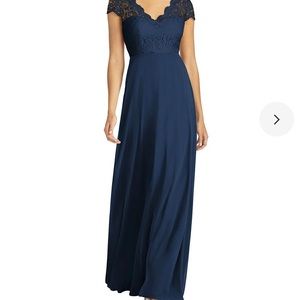 Dessy Collection Illusion Back, Cap Sleeve Dress